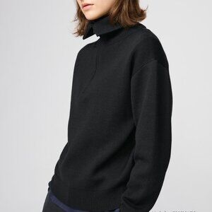 Uniqlo U Double Face Knit Half-Zip Sweater Black L